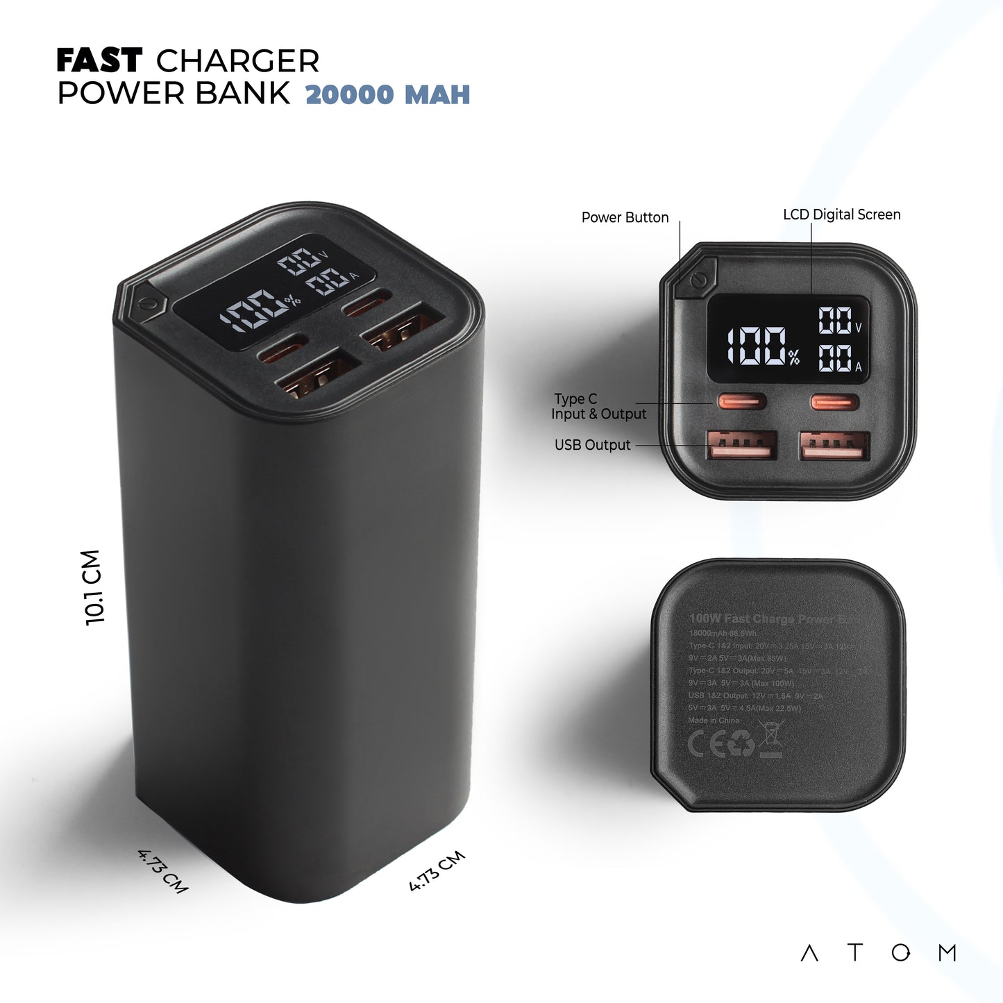 20000Mah Fast Charger Power Bank (100W)