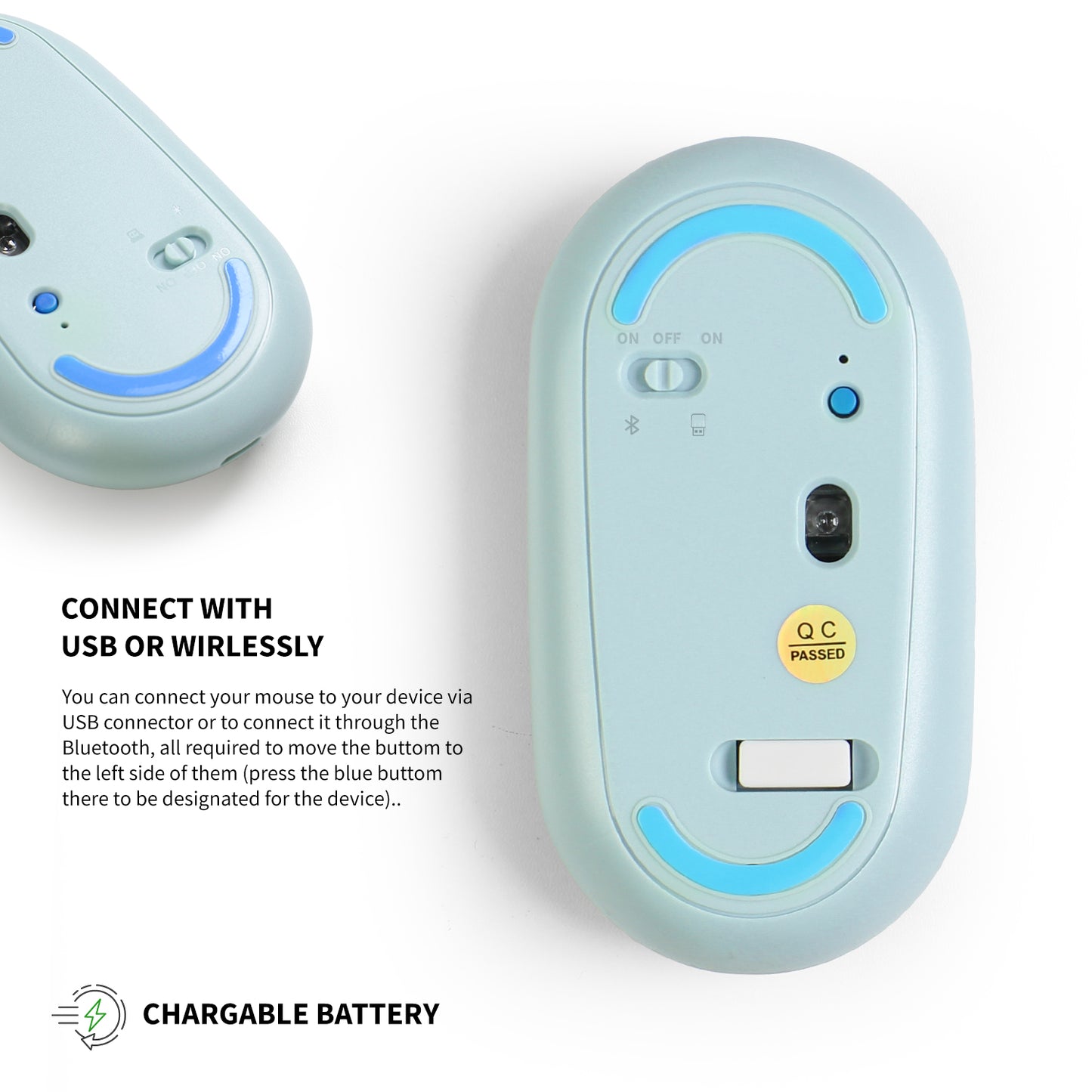 Baby blue Empowering Wireless mouse